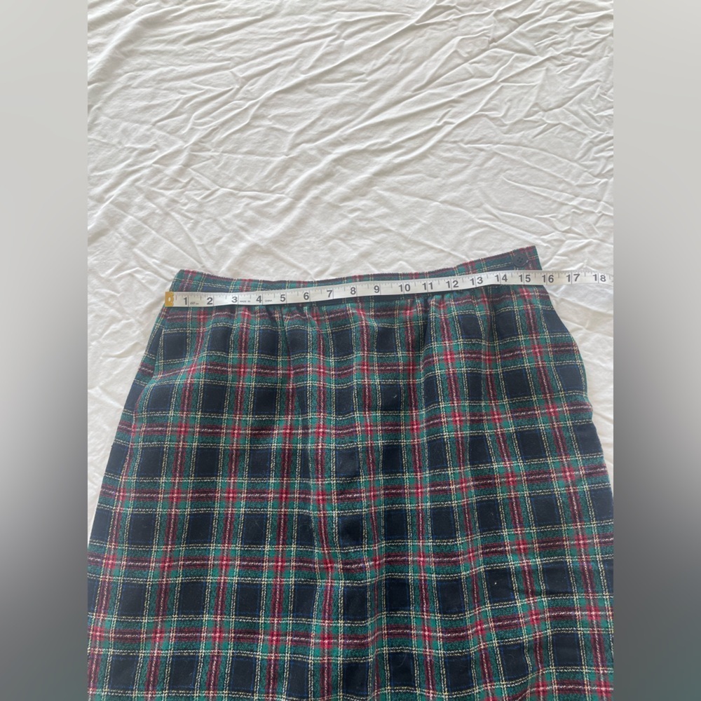 Vintage Pendleton Wool Plaid Skirt  black Stewart Tartan Knee Length | 12 - Picture 11 of 11